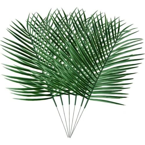 8pcs/set Artificial Palm Leaves Stems Faux Tropical Palm Tree Leaves Simulation Green Plants for Home Garden Decoration