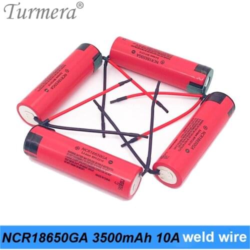Turmera 18650 3500mAh Battery NCR1865GA Welding Wire for 12V 14.4V 18V 21V 25V Screwdriver Drill or 36V 48V E-Bike Batteries Use