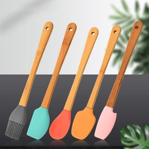 Non-Stick Silicone Cream Spatula Scraper Spoon Oil Brush Heat-Resistant Spatulas Flexible Kitchen Utensils for Baking Cooking