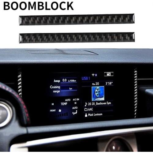 Car GPS Navigation Control Screen Panel Strip Trim Frame Cover Center Console Carbon Fiber Sticker For Lexus IS250 2014-2018