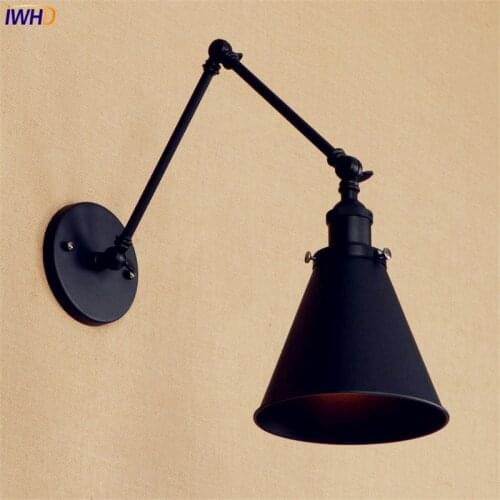 Black Antique Vintage Wall Lamp Edison Style Wandlampen Loft Industrial Swing Long Arm Wall Light Luminaire Applique Murale