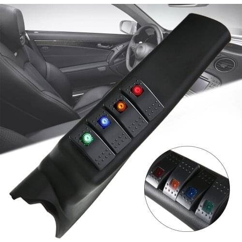 Black Left Side A-Pillar 4 LED Switch Pod Panel Kit Car Accessories Fit For Jeep Wrangler JK 2007-2018
