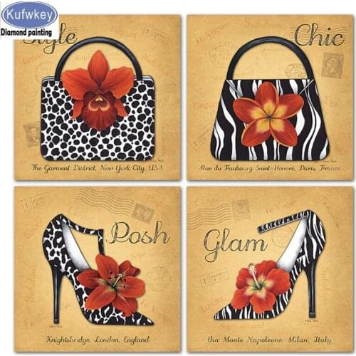 Black white Handbags 4pcs/set Diamond Painting full square resin diamond mosaic drill woman gift,3d diamond Embroidery sale