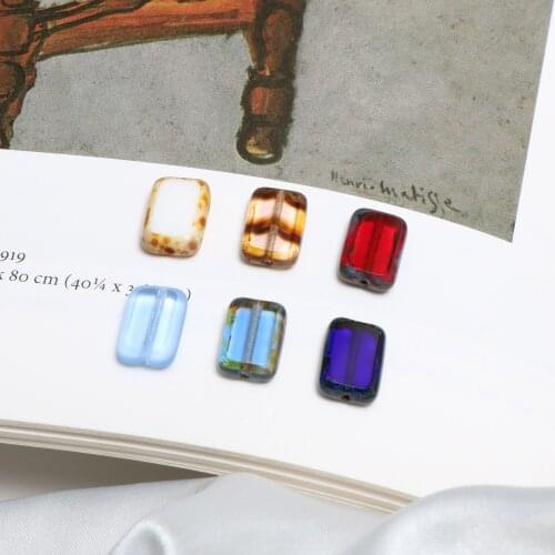 Czech glazed antique retro rectangular glass bead for DIY Findings hand made earring fitting material Accessory