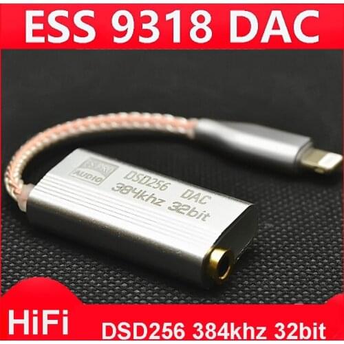 Digital To Analog Converter DAC Lightning To 3.5mm Converter ES9318 Audio Amplifier HIFI Cable Adapter for iPhone iOS