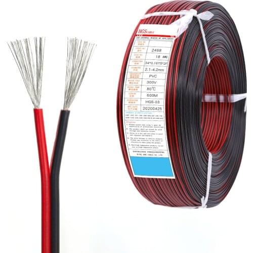 Black & Red UL2468 Double Parallel Wire 18 20 22 24 26AWG Tinned Copper 300V Double Core Flame Retardant