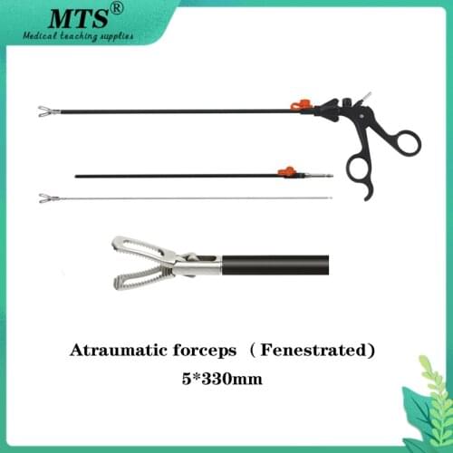 Surgical Laparoscopic Surgery Reusable Double Action Fenestrated Atraumatic Grasping Forceps 5*330mm