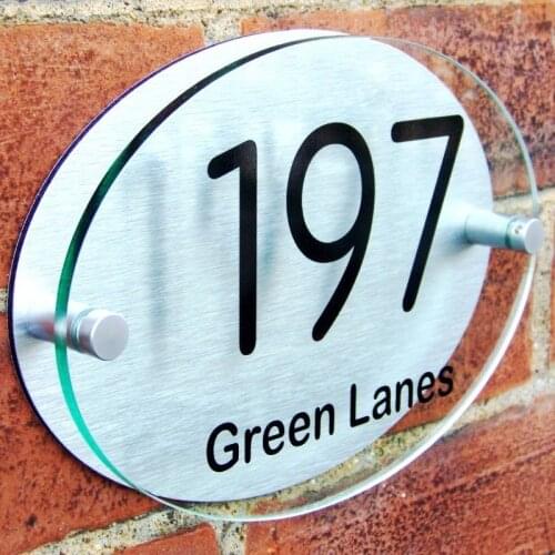 Customized Acrylic House Signs Door Plates Plaques with Glass Effect Curved with Aluminum Composite Panel