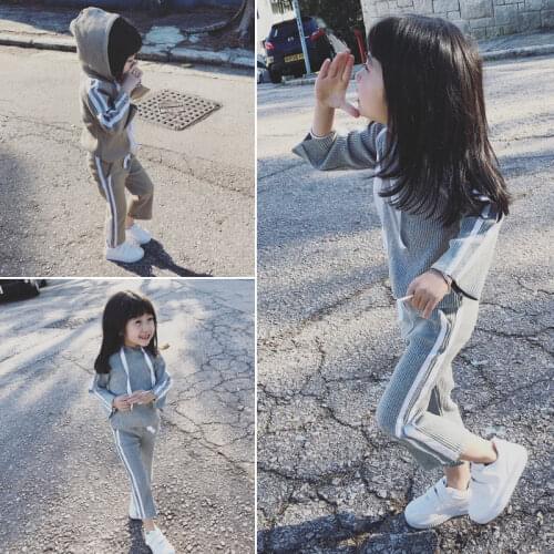 Girls' Suits Stripe Top and Trousers Spring New 3-8 Years kids clothes girls toddler clothes