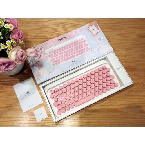 Lofree Sakura pink Dot Wireless bluetooth keyboard backlight mechanical Office keyboard For girl