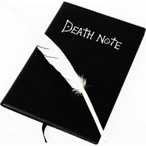 New Anime Death Notebook with Leather Case 74 Pages Collectable Death Note Pad for Students School Writing Journal Feather Pen