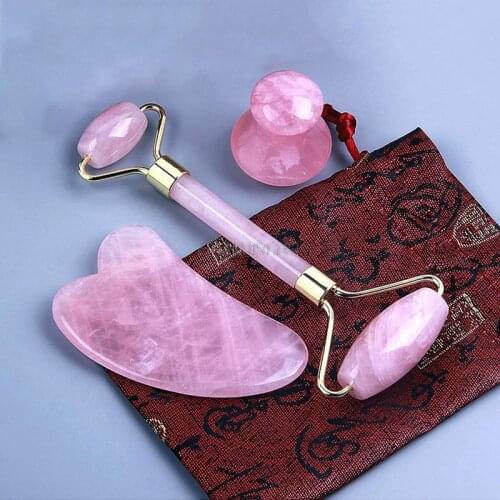 Natural crystal powder scrapping jade roller facial massage, beauty massage stick scrapping plate stone