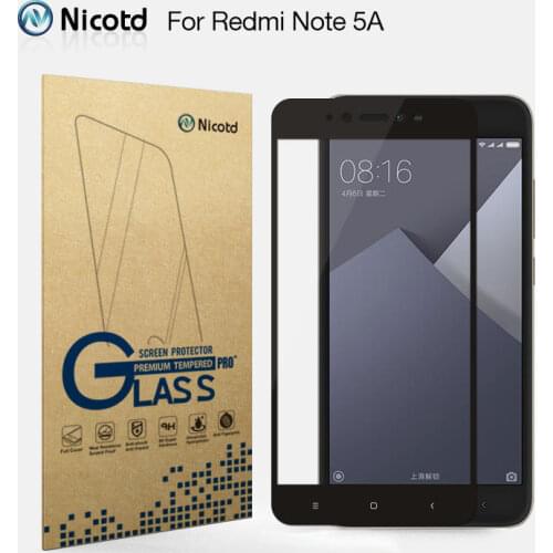 Nicotd 2.5D Full Cover Tempered Glass For Xiaomi Redmi Note 5A Prime 5.5" Anti-Shock Toughened Screen Protector Protective Film