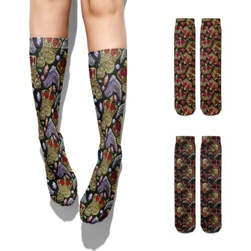 Luxury Skull Cotton Socks Men Women Punk Street Casual Compression Socks High Ankle Summer Autumn Breathable Funny Female Socks