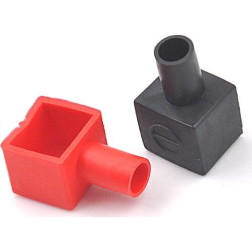 New 2pcs/set Universal Red and Black Square Motorcycle Battery Terminals Rubber Covers 13 x 14mm Wholesale