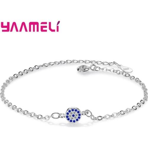 New Fashion Chic 925 Silver Pulseras Minimalist Cute Round Charm Pave CZ Stone Link Chain Bracelets for Women Jewelry