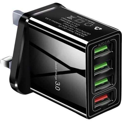 Portable 4usb Wall Charger Qc3.0 Phone Fast Charger Uk Us Eu Plug Quick Charge 5v 2.4a For Iphone Travel Mobile Phone Chargers
