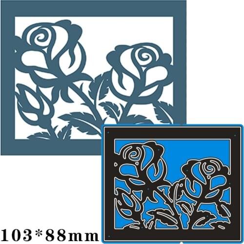 Cutting Dies Rose Lace Rectangle Metal and Stamps Stencil for DIY Scrapbooking Photo Album Embossing Paper Card 103*88mm