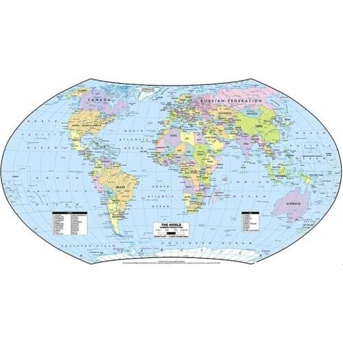The World Map Hammer Projection Without National Flag For Geographical And Science Research 150x225cm