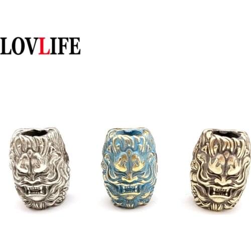 Retro Brass Dragon Head Umbrella Rope Knife Beads DIY Bracelets Accessories Handmade Woven Paracord Keychains Pendants Jewelry