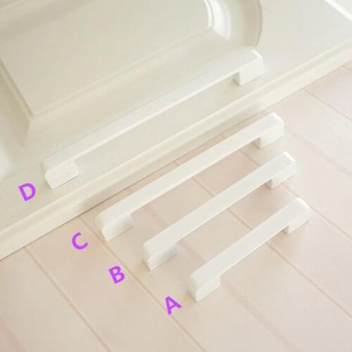 3.75" 5" 6.3" 7.55" White Door Handles Zinc Alloy Kitchen Cabinet Handle Furniture Cupboard Drawer Pulls Handle 96 128 160 192mm