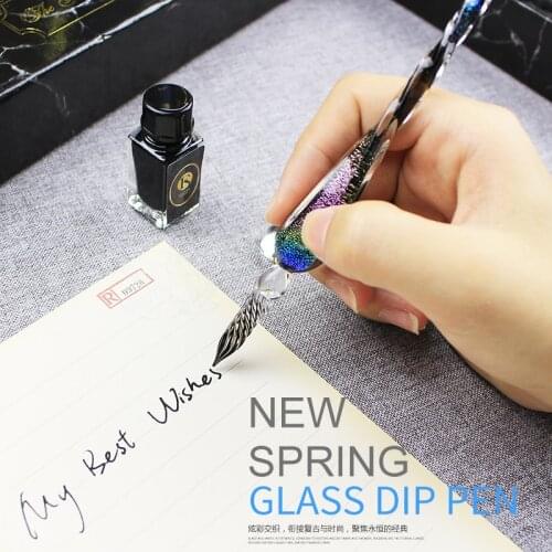 Handmade Crystal Glass Pen Starry Sky Dip Pen Fountain Pen Gift Box Set Writing Art Painting Supplies