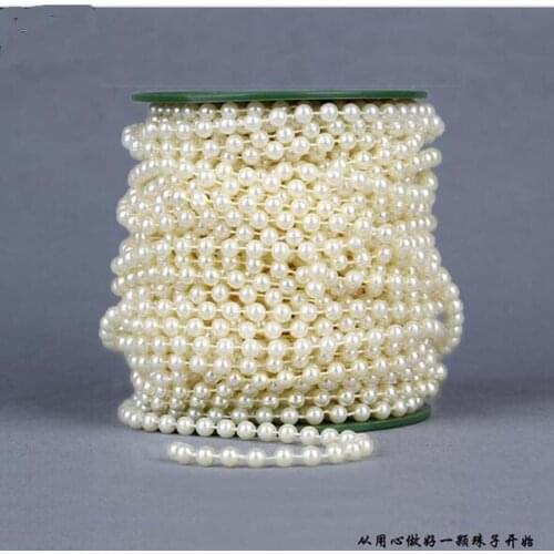 A Roll 25Meters/roll 6MM Artificial Pearl Bead Chain Garland Spool Rope Wedding Party Christmas Tree Home Hanging Decoration