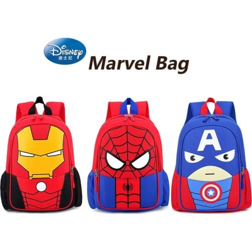 Disney Iron Man School Bag Marvel Spider-Man Captain America Childrens Backpack Cartoon Kindergarten Cute School Bag Boys Bag