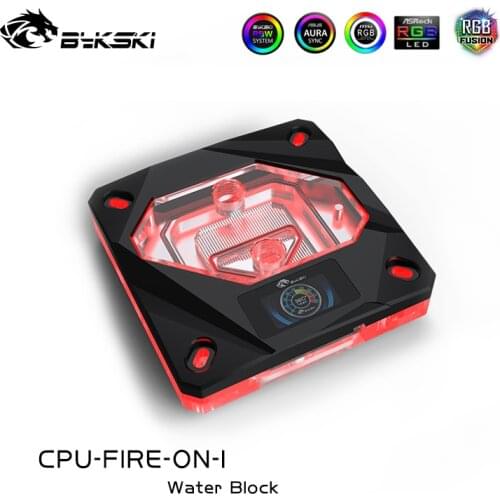 Bykski cpu water block for 2011 (x99) 2066 115x (1150 1151 1155 1156) intel i7 platform with lcd temperature CPU-FIRE-ON-I