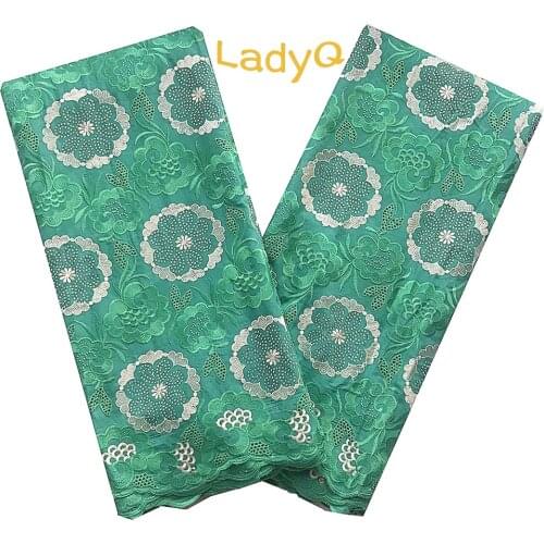 Green African Swiss Voile Lace High Quality Nigerian Lace Fabrics 100% Cotton Materials Luxury Dry Lace Fabric 2020 for Wedding