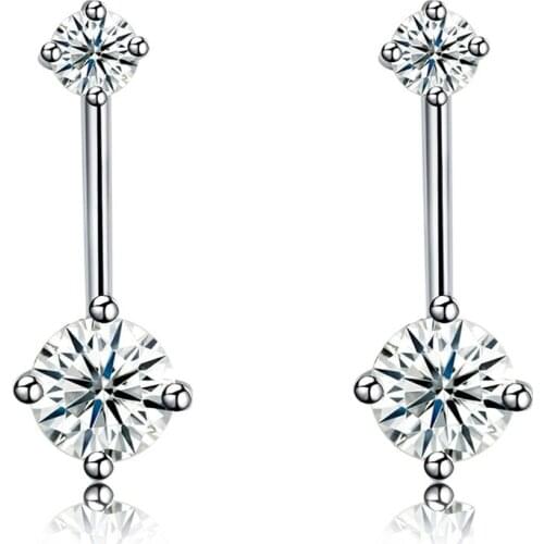ZEMIOR Stud Earrings For Women 925 Sterling Silver Simple Double Round Clear Bright 5A Cubic Zirconia Earrings Fine Jewelry