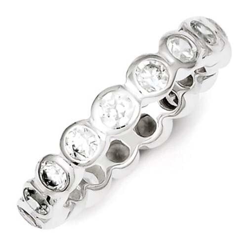 Genuine 925 Sterling silver size 6-9 bezel 3mm cubic zirconia silver women eternity band ring