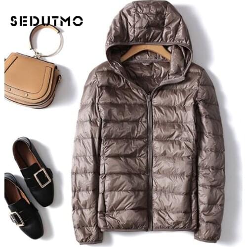 SEDUTMO Winter Plus Size 4XL Women Down Jackets Short Ultra Light Duck Down Coat Hooded Puffer Jacket Autumn Parkas ED498