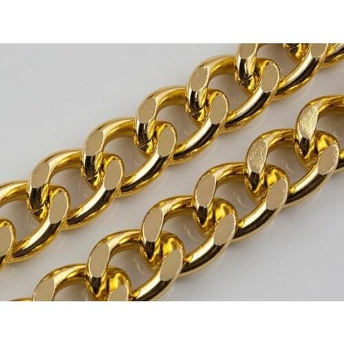 20x15mm Gold Chunky Chain, Aluminum Twisted Curb Chain, Thread Dia. 4mm