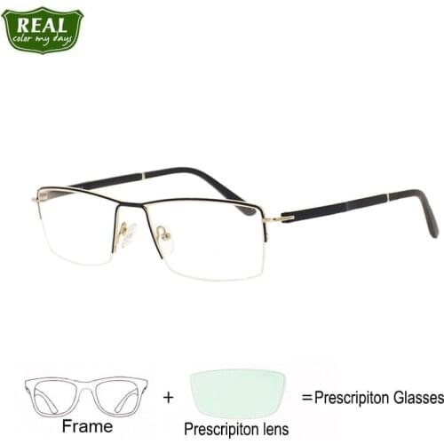1pcs Halfrim Men Metal Optical Frame Design Temple Stylish Eyeglass Frame China give free glasses box
