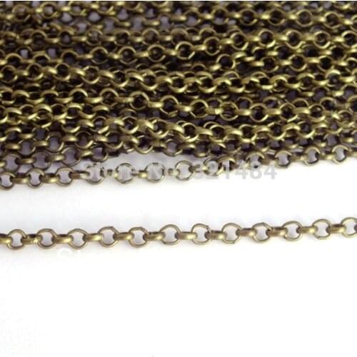 100meter 2mm Antique bronze Rolo circle metal necklace chain jewelry findings Wholesale