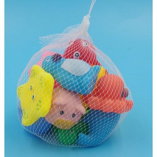 13 Pcs/pack Cute Pets Bath Toy Colorful Soft Rubber Float Squeeze Sound Swimming Water Toy for Baby with Mesh Bag