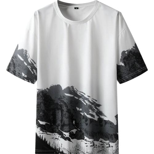 2021 Men t Shirts Printed Mountain Peak Casual Harajuku Shirts o Neck Short Sleeve Tees Summer Men t Shirt Tops Clothes
