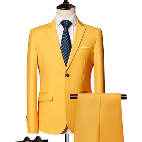 20219(Jacket +pants)Mens business casual slim solid color fashion best-selling suit suit two-piece suit