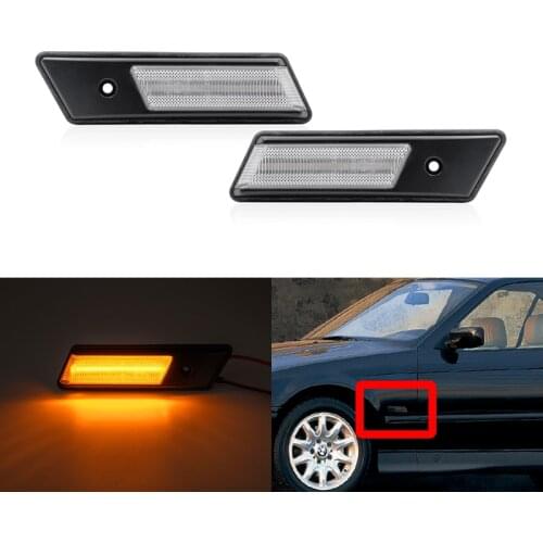 2x Fits For BMW 3-Series E36 Pre-Facelift M3 316i 318i 325i 1990-1996 Front Amber Led Side Marker Lights Turn Signal Lamps