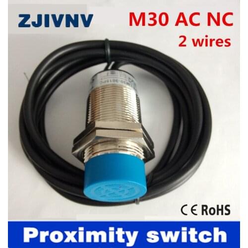 High quality 5 pcs cylinder type M30 AC NC/ normally close 2 wires proximity inductive sensor proximity switch distance:15mm