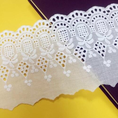 5Yards 10cm Wide White Cotton Lace Trims Costume Trimmings Ribbon Applique DIY Sewing Lace Fabric