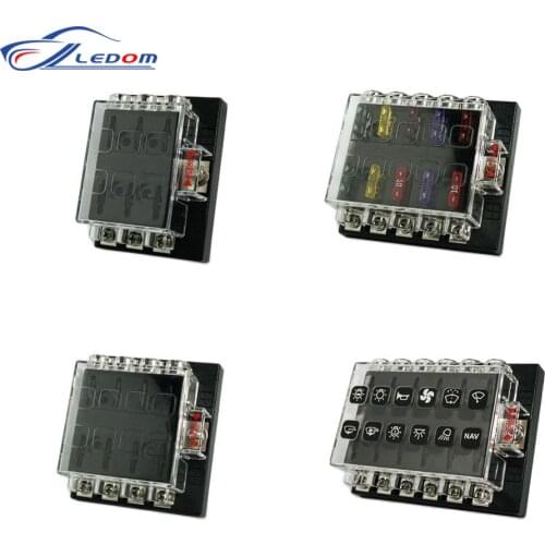 6/8/10/12 Ways Fuse Box Blade Base Fuses Holder Car Marine Boat DC 12V 32V Screw Nut Terminal Indicator For Waterpoof