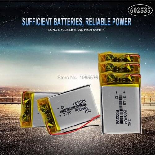 602535 062535 3.7v 600mah Lithium ion Polymer li ion Rechargeable Battery For DVR GPS MP4 Tachograph bluetooth headphone battery