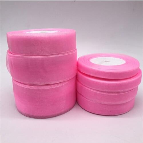 50Yards 10mm-50mm Pink Organza Ribbon Bow Hair Party Wedding Christmas Decoration DIY Gift Wrapping
