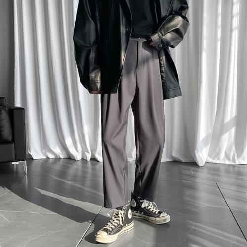 Wide Leg Pants Male Leisure Casual Pants Mens Fashion High-quality Grey/black/Rice White Color Loose Trousers Plus Size S-XL