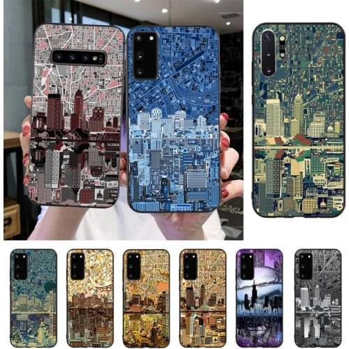 Abstract City Landscape Phone Case For Samsung S20 S10 S8 S9 Plus S7 S6 S5 Note10 Note9 S10lite