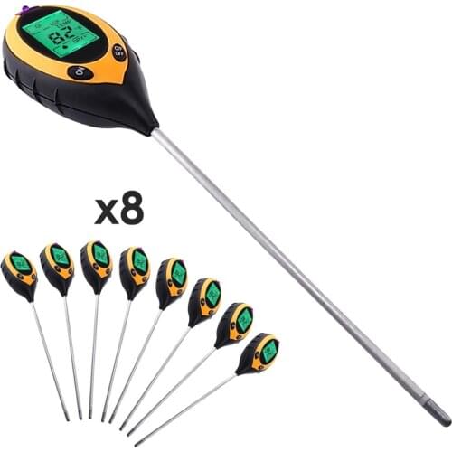8 pieces x Digital 4 in 1 Soil Plant Lawns pH Temperature Moisture Light Meter Tester w/200mm long Probe + Backlight LOT OF 8