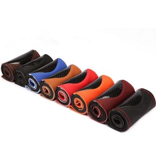 Wooden Pattern Car Steering Wheel Cover Universal Braiding Leather Covers for Automotive 38cm 15 Inch Steering Wheel