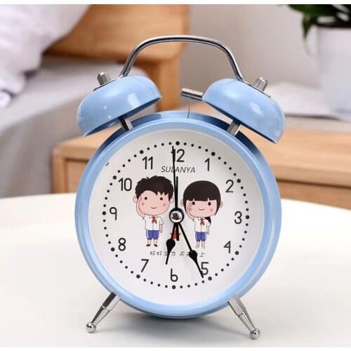 4 Inch Kids Cartoon Alarm Clocks Bedroom Bell Clock Night Light Table Wake Up Clock Child Christmas Birthday Gifts